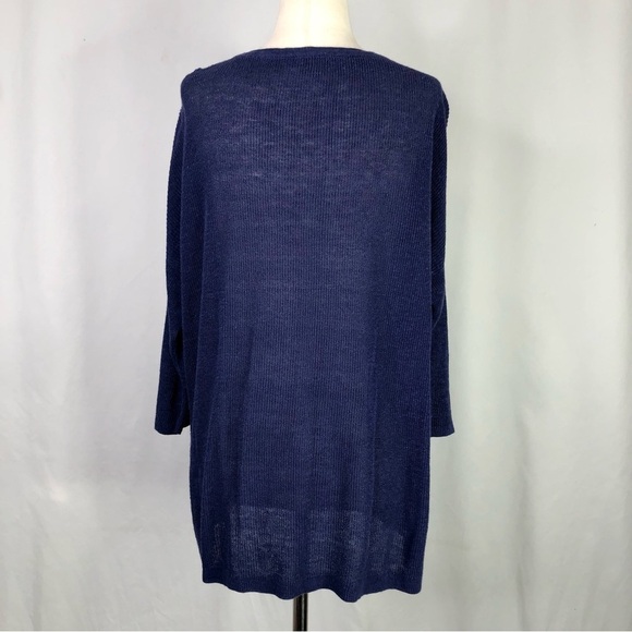 J. Jill v-neck sweater linen blend lightweight lapis purple blue pocket Medium - Picture 4 of 11